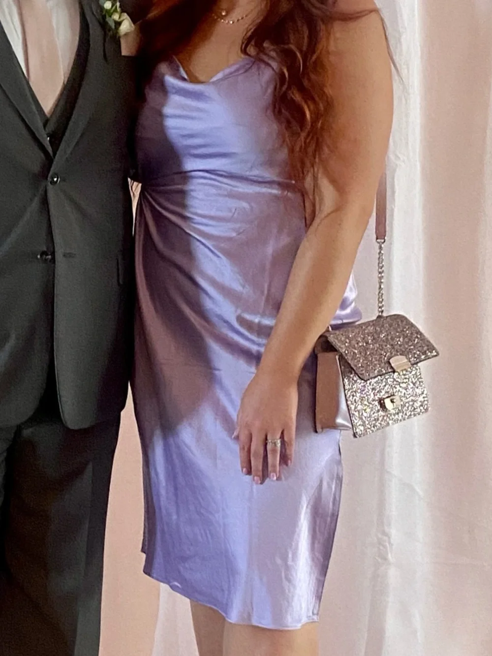 Express Lavender Satin Cowl Slip Dress - Picture 5 of 5